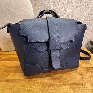 Senreve Mini Maestra Navy Mimosa Leather Convertible Bag